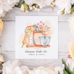 Watercolor Mixer Cake + Bakery Business Card