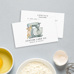 Watercolor Mixer Cake + Bakery Business Card