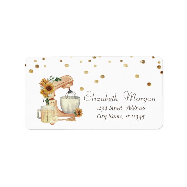 Watercolor Mixer Sunflowers Confetti   Label (Front)