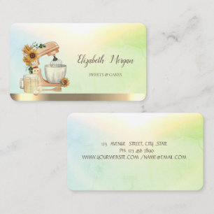 Watercolor Mixer Sunflowers,Gold,Green Business Card