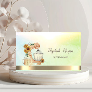 Watercolor Mixer Sunflowers,Gold,Green Business Card