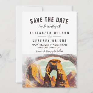 Watercolor Moab Arches Park Utah Save the Date Invitation