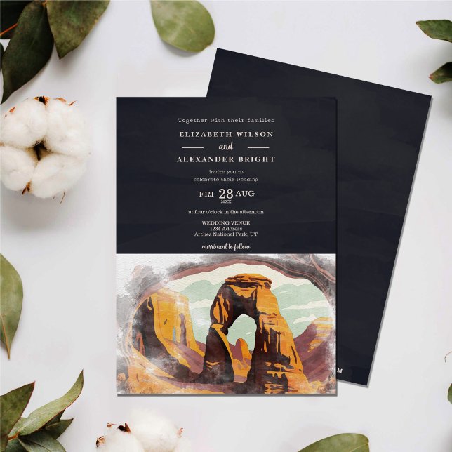Watercolor Moab Arches Park Utah Wedding Invitation (Creator Uploaded)