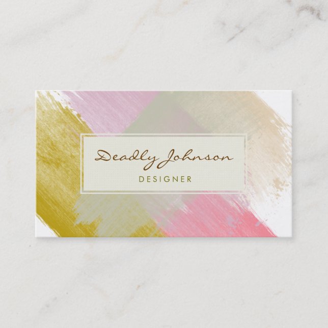 Watercolor Modern Abstract Elegant Cool Artist Business Card (Front)