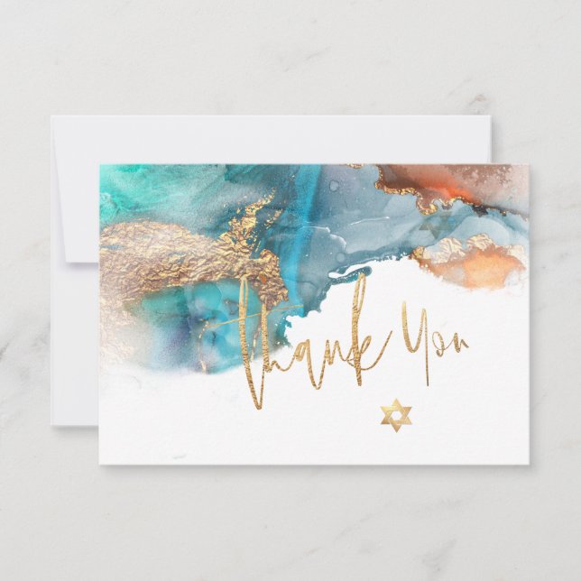 Watercolor Modern Abstract Mitzvah THANK YOU   (Front)