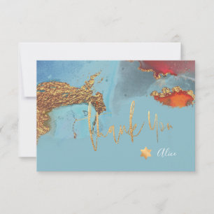 Watercolor Modern Abstract Mitzvah THANK YOU Card