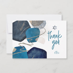 Watercolor Modern Abstract Mitzvah THANK YOU Card