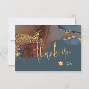 Watercolor Modern Abstract Mitzvah THANK YOU Card