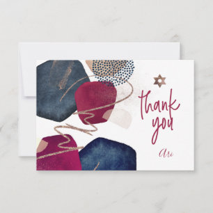 Watercolor Modern Abstract Mitzvah THANK YOU Card