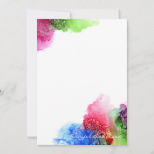Watercolor Modern Blue Green Red Personalised Card