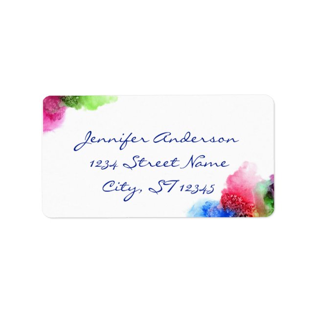 Watercolor Modern Blue Green Red Personalised Label (Front)