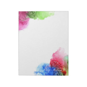 Watercolor Modern Blue Green Red Personalised Notepad