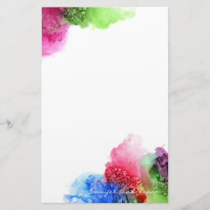 Watercolor Modern Blue Green Red Personalised Stationery