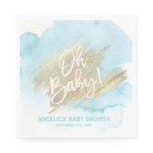 Watercolor Modern Blue Oh Baby Shower Boy