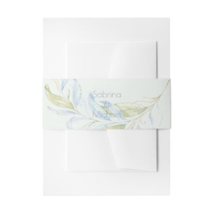 Watercolor Modern Boho Leafy Branches Invitation Belly Band