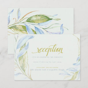 Watercolor Modern Boho Leafy Branches Reception Invitation