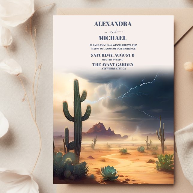 Watercolor Modern Cactus Wedding Invitation (Creator Uploaded)