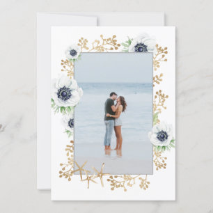 Watercolor Modern Elegant Anemone Flower Photo Save The Date