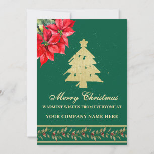 WATERCOLOR MODERN ELEGANT POINSETTIA TREE HOLIDAY CARD