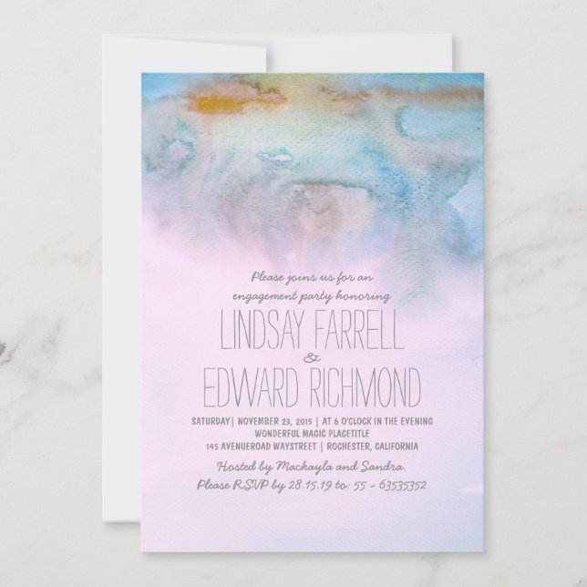 watercolor modern engagement party invitation (Front)