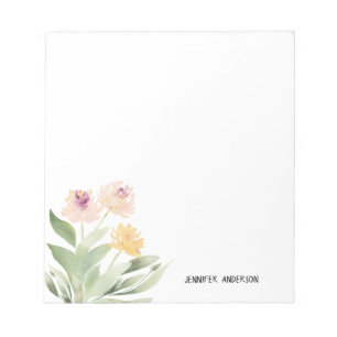 Watercolor Modern Floral Greenery Personalised Notepad