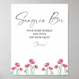 Watercolor modern floral sangria bar poster
