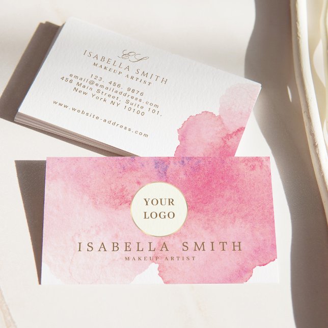 Watercolor Modern Girly Logo Business Card (Creator Uploaded)