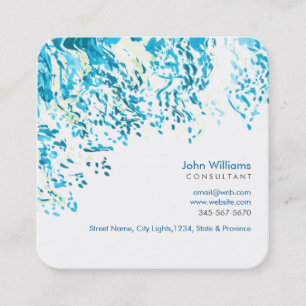 Watercolor Modern Nature Paints Brushstrokes Blue Square Business Card