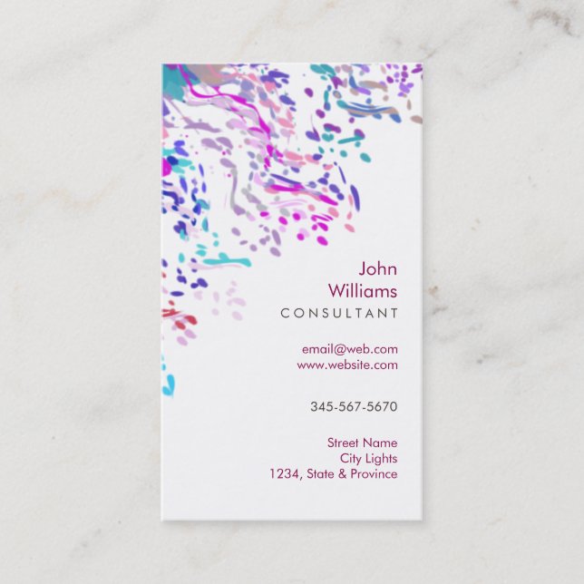 Watercolor Modern Nature Paints Brushstrokes Business Card (Front)