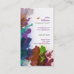 Watercolor Modern Nature Paints Brushstrokes Business Card