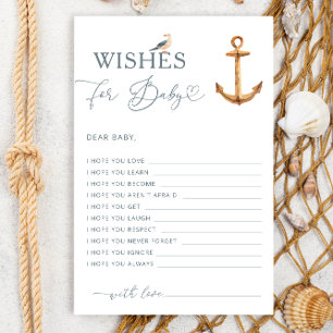 Watercolor Modern Nautical Wishes for Baby Game