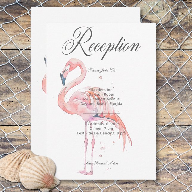 Watercolor Modern Palms & Beach Scene Reception Enclosure Card (Watercolor Modern Palms & Beach Scene Reception Enclosure Card)