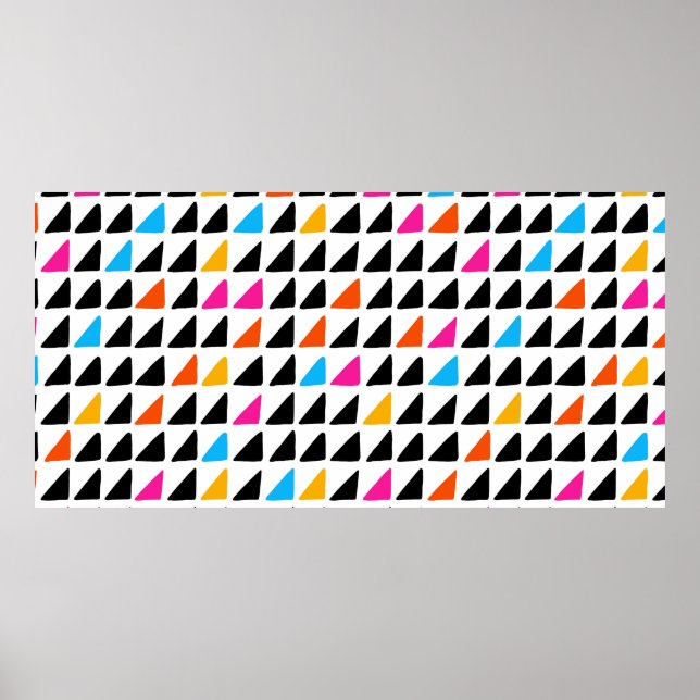 Watercolor modern pattern with blue triangles. Sea Poster (Front)