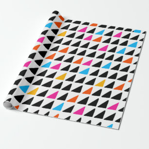 Watercolor modern pattern with blue triangles. Sea Wrapping Paper