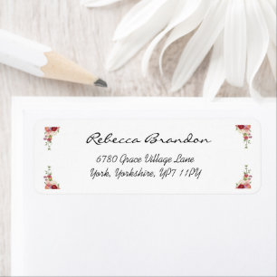 Watercolor Modern Peony Floral Return Address  Label