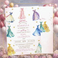 Watercolor Modern Princess dresses royal girl birt
