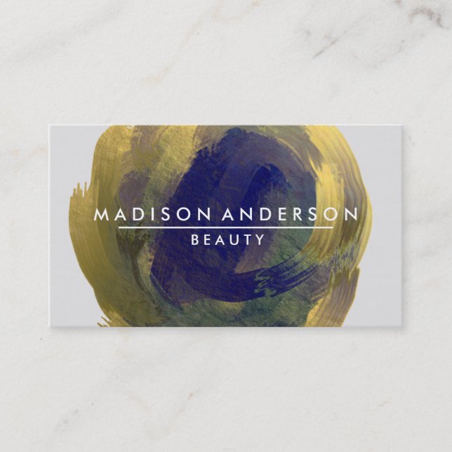 Watercolor Modern Simple & Classic Gold Beauty Business Card (Front)