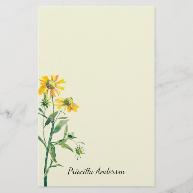 Watercolor Modern Spring Yellow Floral Greenery (Front)