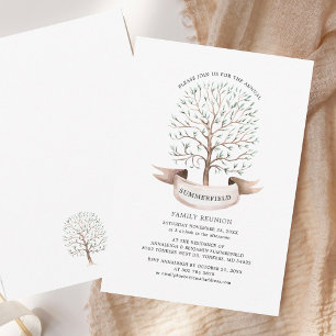 Watercolor Modern Tree Annual Family Reunion Invitation