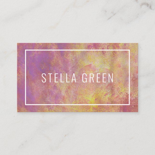 Watercolor Modern Trendy Purple Orange Business Card (Front)