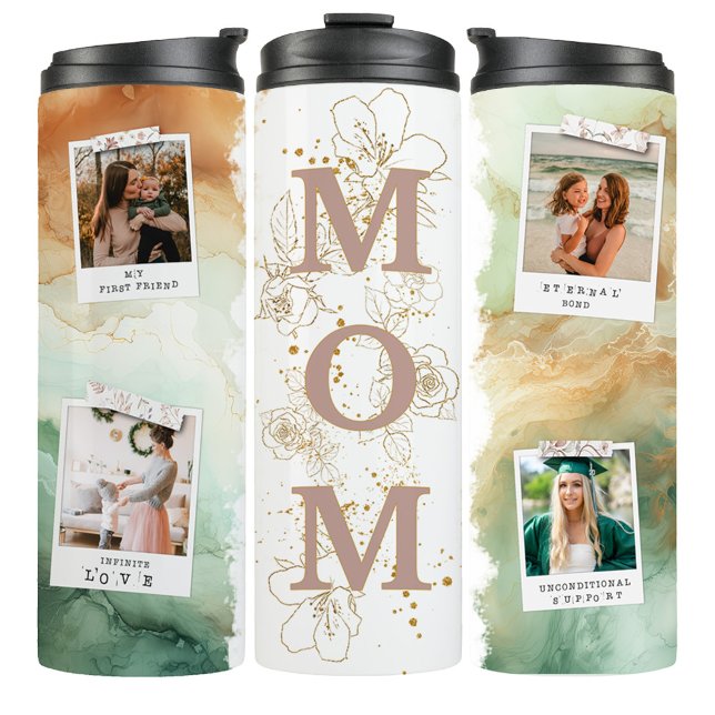 Watercolor Mom Photo Coffee Travel Tumbler Mug (Creator Uploaded)