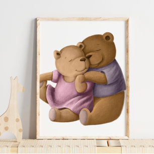 Watercolor Momma and Daddy Bear   Bear Wall Print
