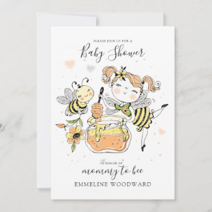 Watercolor Mommy To Bee Baby Shower Invitation