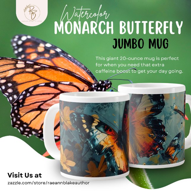 Watercolor Monarch Butterfly Jumbo Mug (Creator Uploaded)