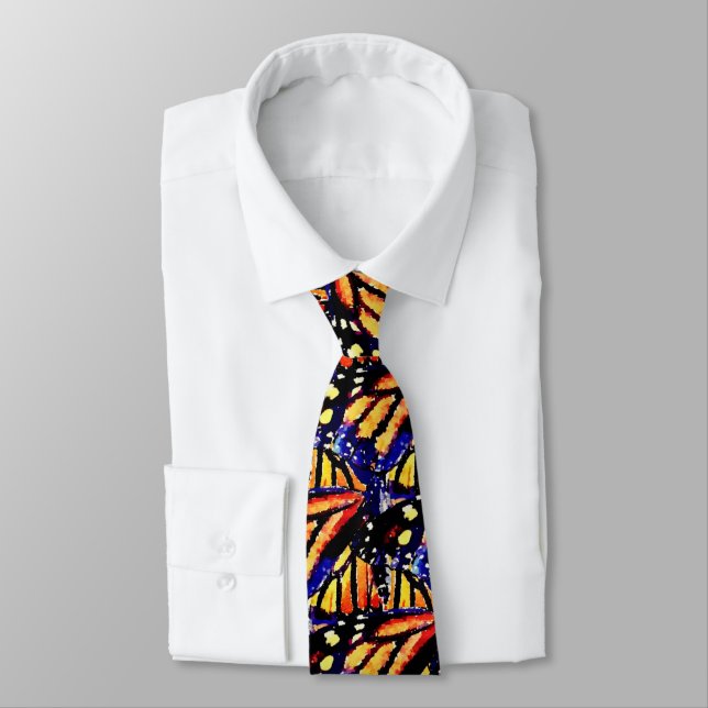 Watercolor Monarch Butterfly Tie (Tied)