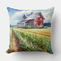 Watercolor Monitor Barn and Corn Field