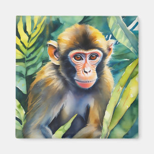 Watercolor Monkey Animal Magnet