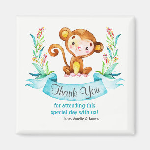 Watercolor Monkey Boy Thank You Magnet