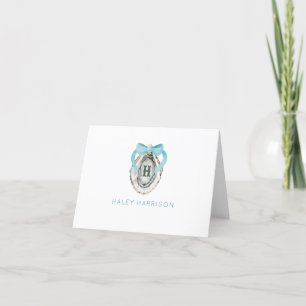 Watercolor Monogram Coastal Oyster Thank You Card