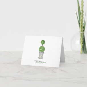 Watercolor Monogrammed Topiary Note Cards
